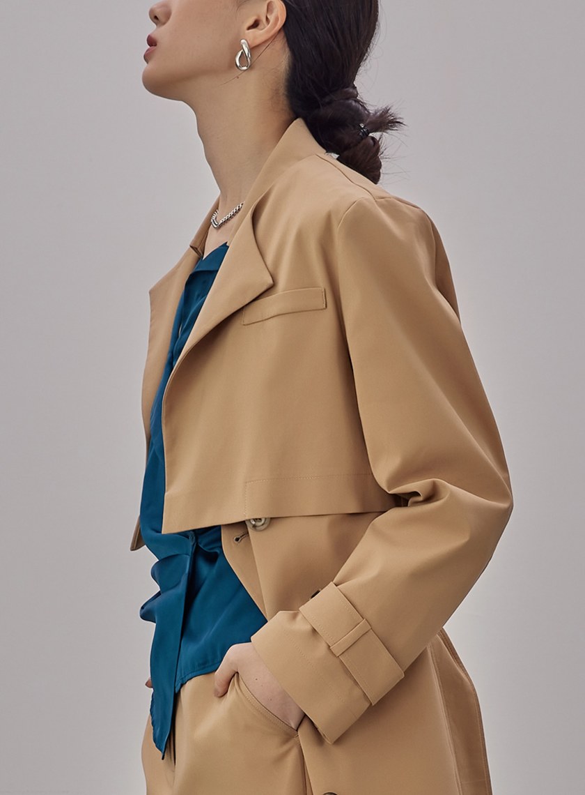 率性短版風衣外套